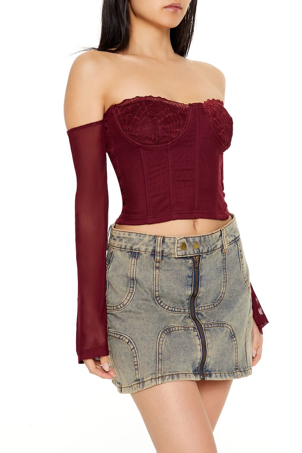 Forever 21 Off-the-Shoulder Bustier Crop Top