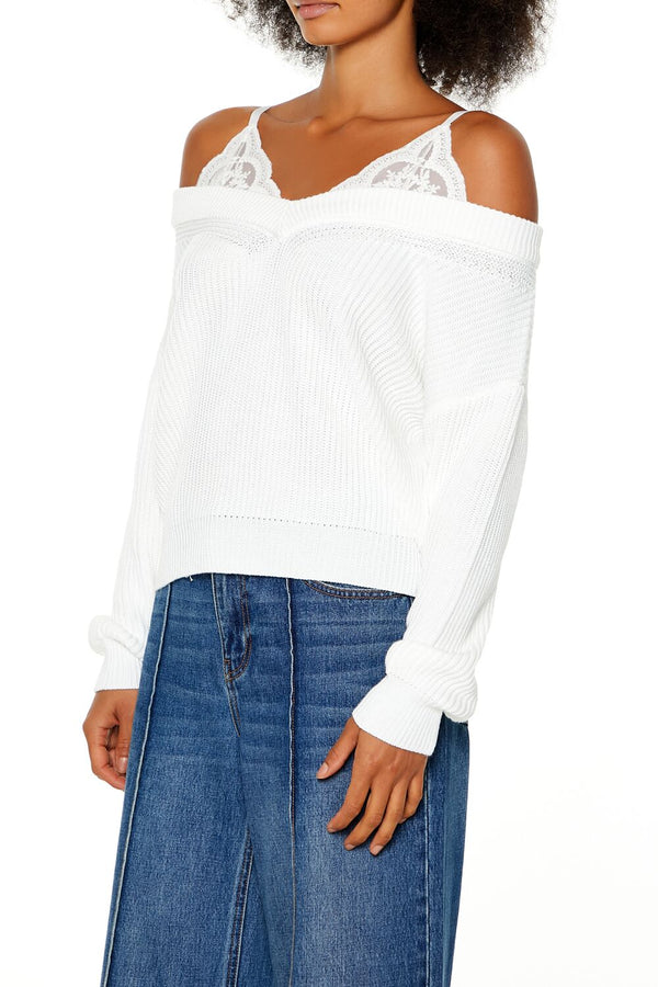 Forever 21 Off-the-Shoulder Combo Sweater