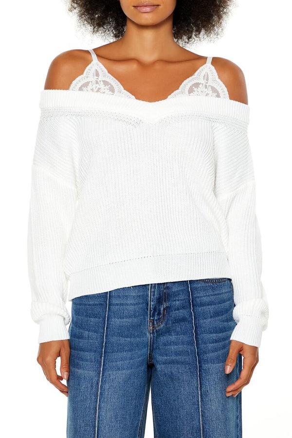 forever 21 Off-the-Shoulder Combo Sweater