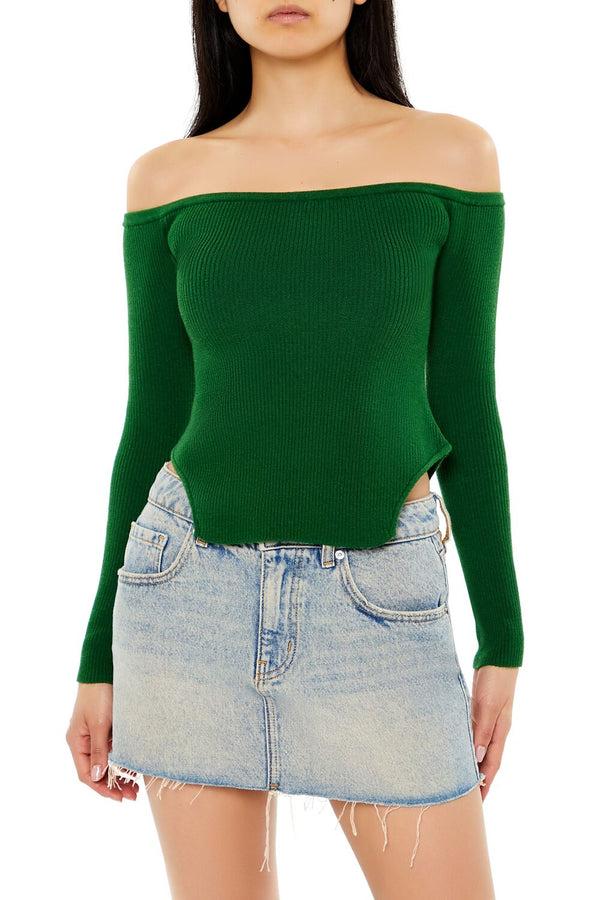 forever 21 Off-the-Shoulder Cutout-Hem Sweater