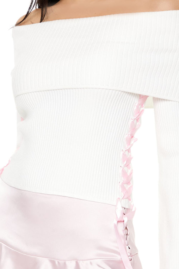 Forever 21 Off-the-Shoulder Lace-Up Sweater