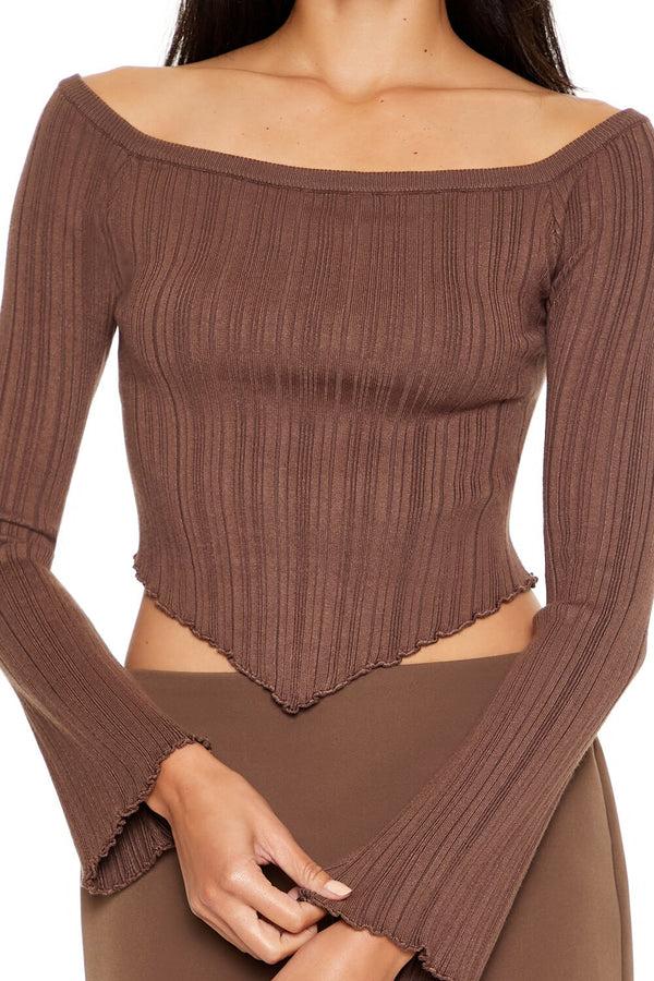 Forever 21 Off-the-Shoulder V-Hem Sweater