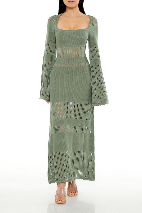 forever 21 Open-Knit Bell-Sleeve Sweater Dress