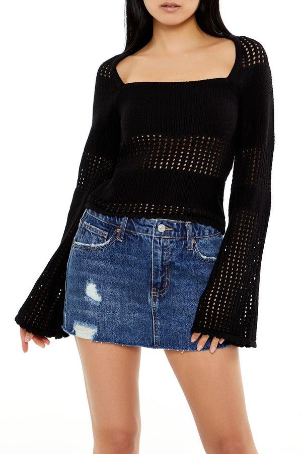 forever 21 Open-Knit Bell-Sleeve Sweater