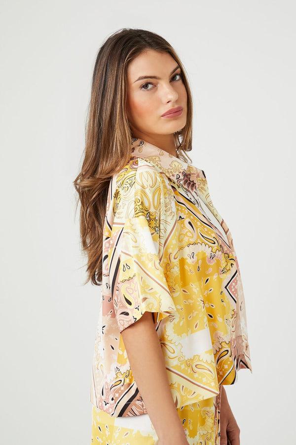 Forever 21 Paisley Cropped Shirt