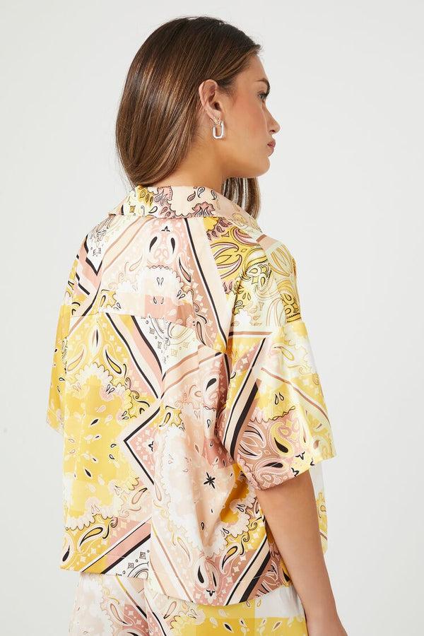 Forever 21 Paisley Cropped Shirt