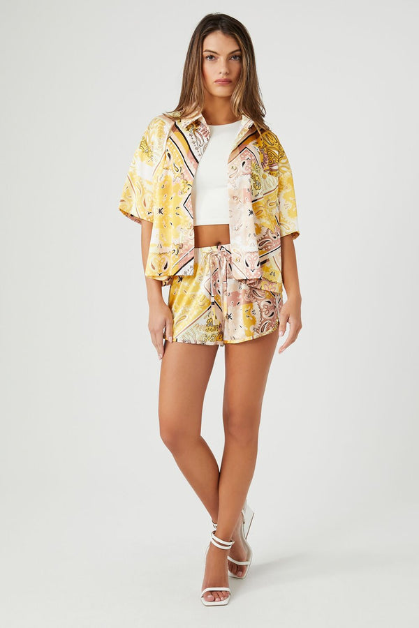 Forever 21 Paisley Cropped Shirt