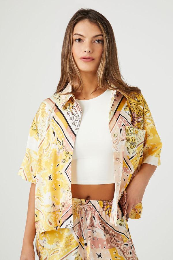 forever 21 Paisley Cropped Shirt