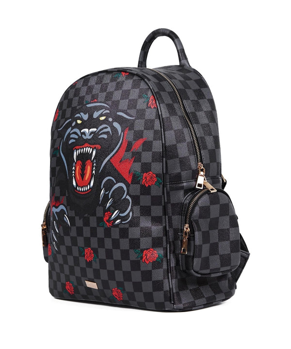 Forever 21 Panther Check Backpack - Black