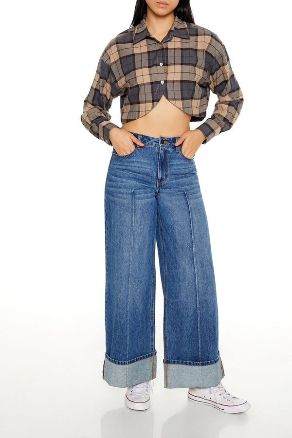 Forever 21 Plaid Cropped Flannel Shirt