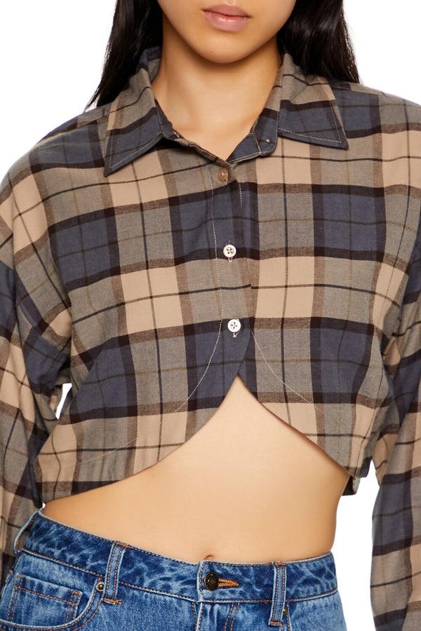 Forever 21 Plaid Cropped Flannel Shirt