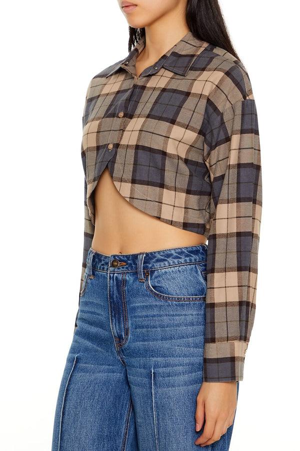Forever 21 Plaid Cropped Flannel Shirt