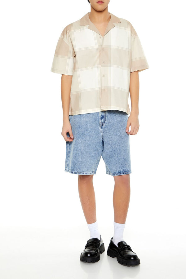 Forever 21 Plaid Drop-Sleeve Cropped Shirt