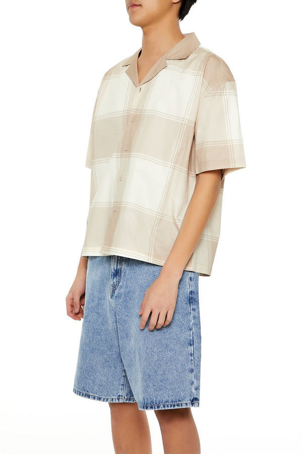 Forever 21 Plaid Drop-Sleeve Cropped Shirt