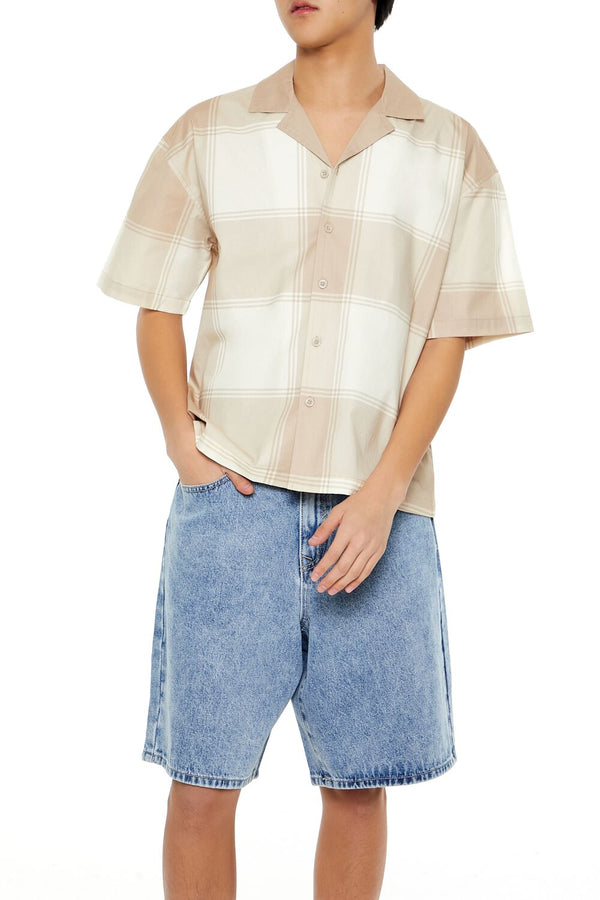 forever 21 Plaid Drop-Sleeve Cropped Shirt