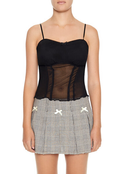 Forever 21 Pleated Glen Plaid Bow Mini Skirt