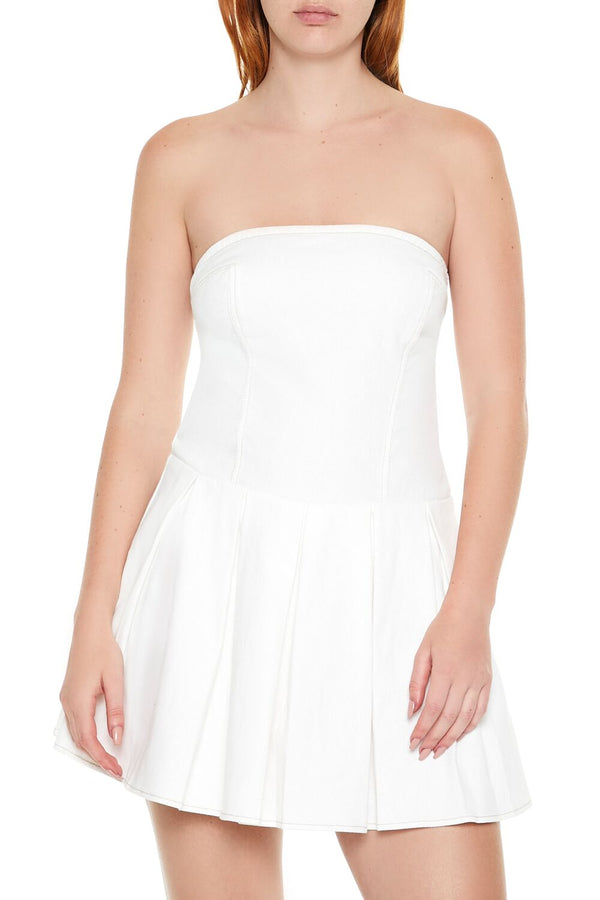 Forever 21 Pleated Strapless Bow Mini Dress