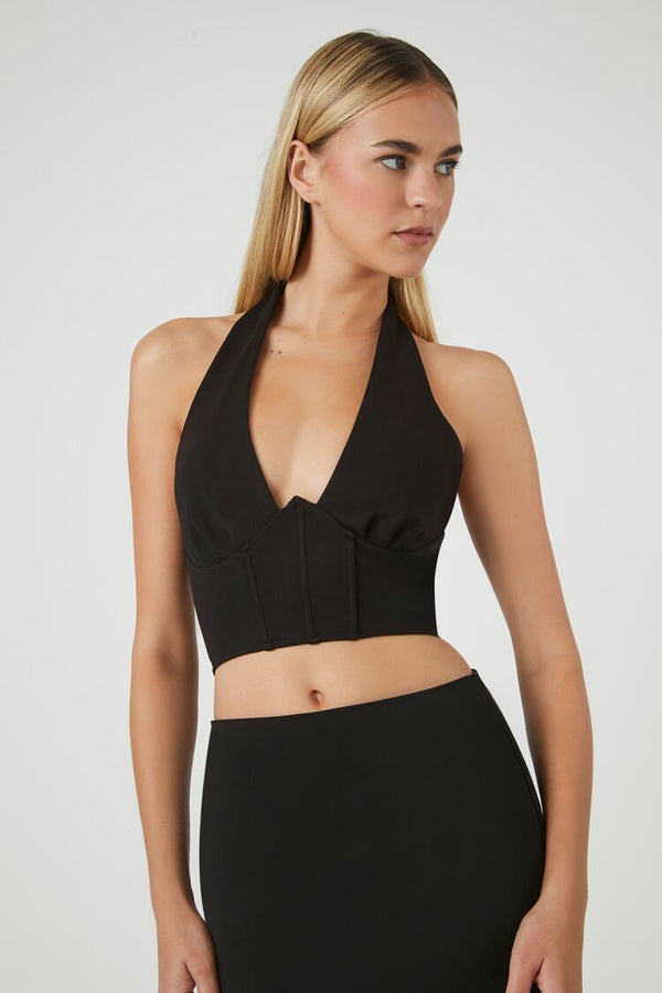 forever 21 Plunging Halter Crop Top