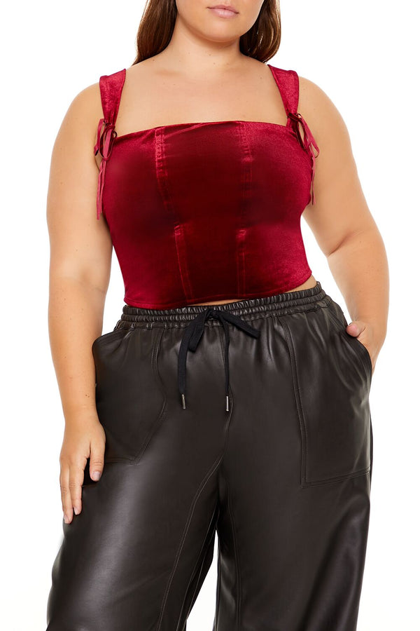 forever 21 Plus Size Bow Velvet Crop Top