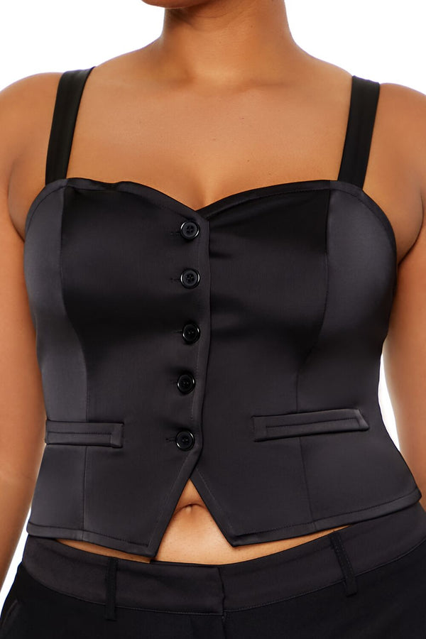 Forever 21 Plus Size Button-Front Crop Top