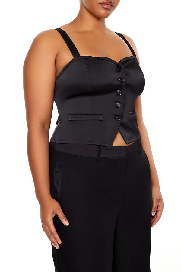 Forever 21 Plus Size Button-Front Crop Top