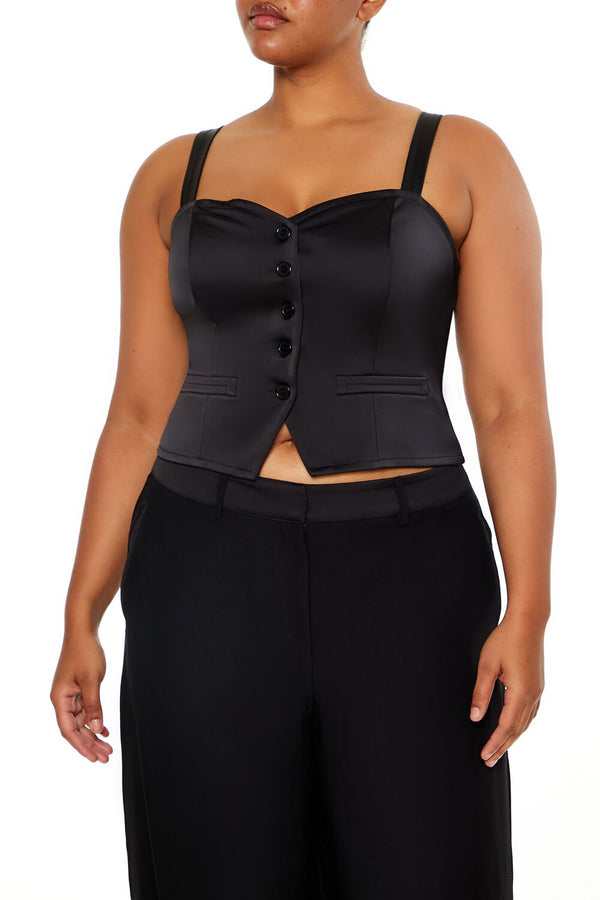 forever 21 Plus Size Button-Front Crop Top