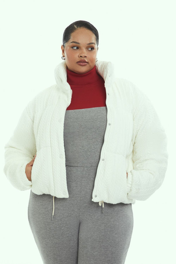 forever 21 Plus Size Cable Knit Puffer Jacket