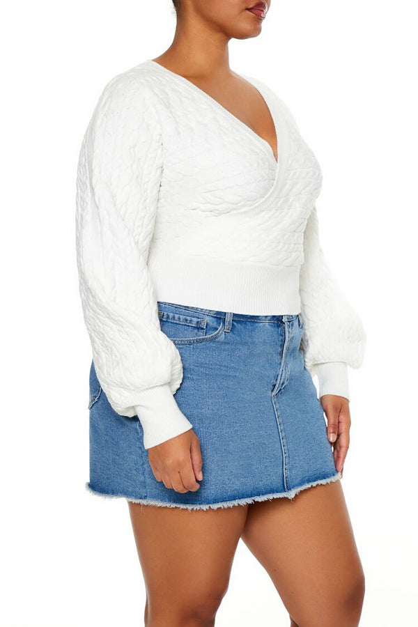 Forever 21 Plus Size Cable Knit Surplice Top