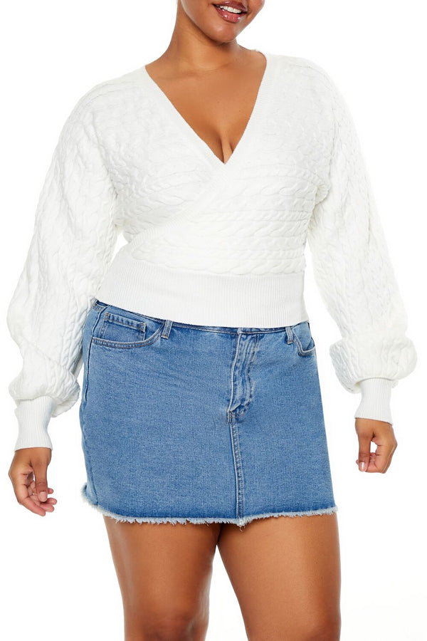 forever 21 Plus Size Cable Knit Surplice Top