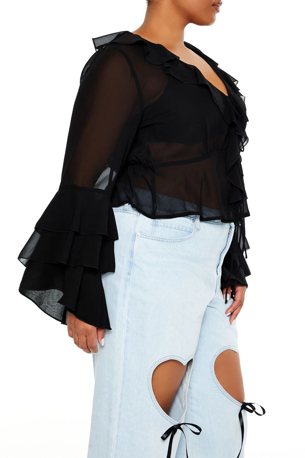 Forever 21 Plus Size Chiffon Ruffle-Trim Top