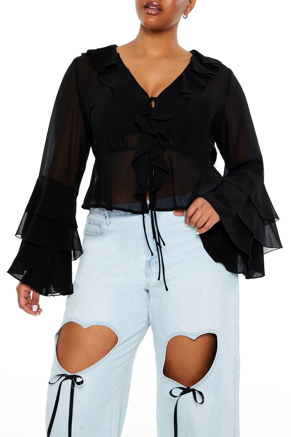 forever 21 Plus Size Chiffon Ruffle-Trim Top