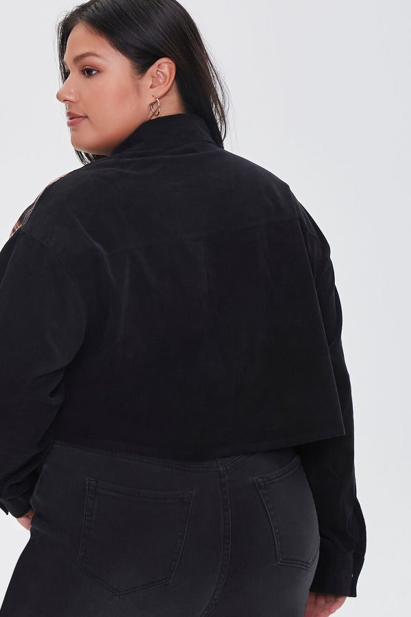Forever 21 Plus Size Cropped Corduroy Plaid Shirt