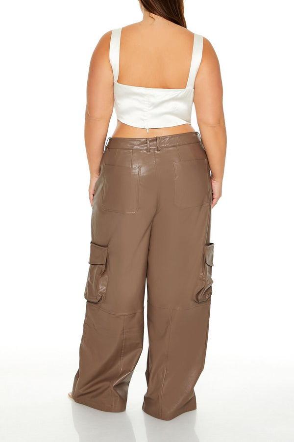 Forever 21 Plus Size Faux Leather Cargo Pants
