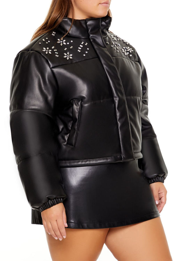 Forever 21 Plus Size Faux Leather Puffer Jacket