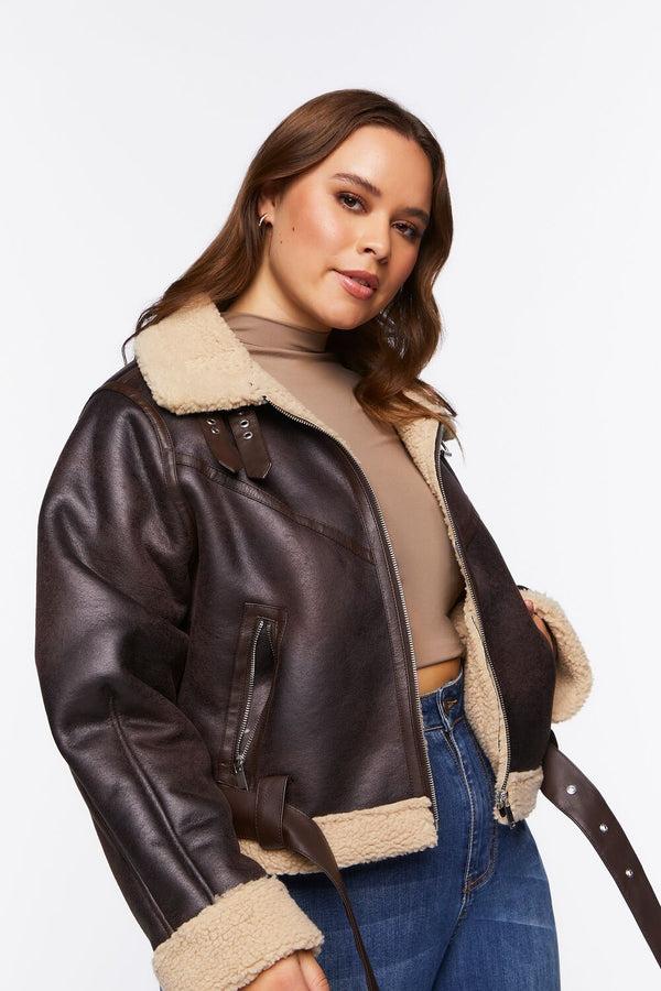 Forever 21 Plus Size Faux Shearling Moto Jacket