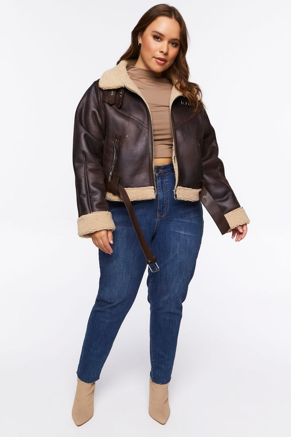 Forever 21 Plus Size Faux Shearling Moto Jacket