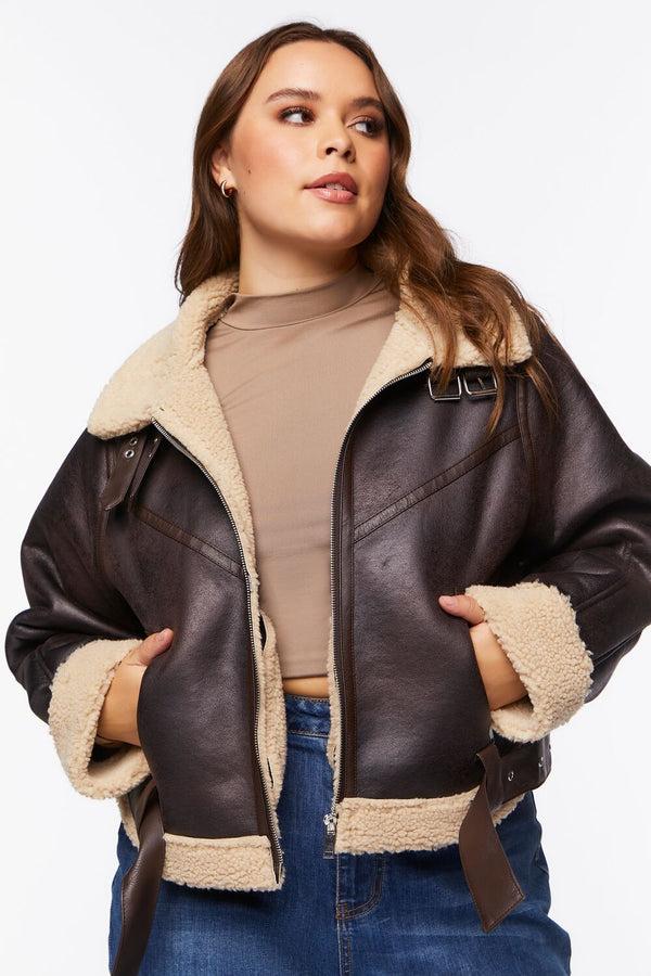 forever 21 Plus Size Faux Shearling Moto Jacket