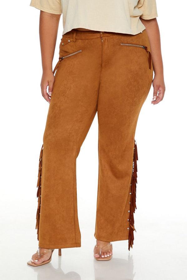 Forever 21 Plus Size Faux Suede Fringe Pants