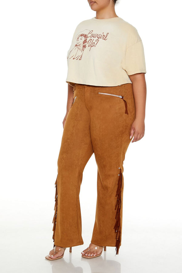 Forever 21 Plus Size Faux Suede Fringe Pants