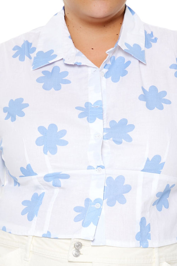 Forever 21 Plus Size Floral Print Cropped Shirt
