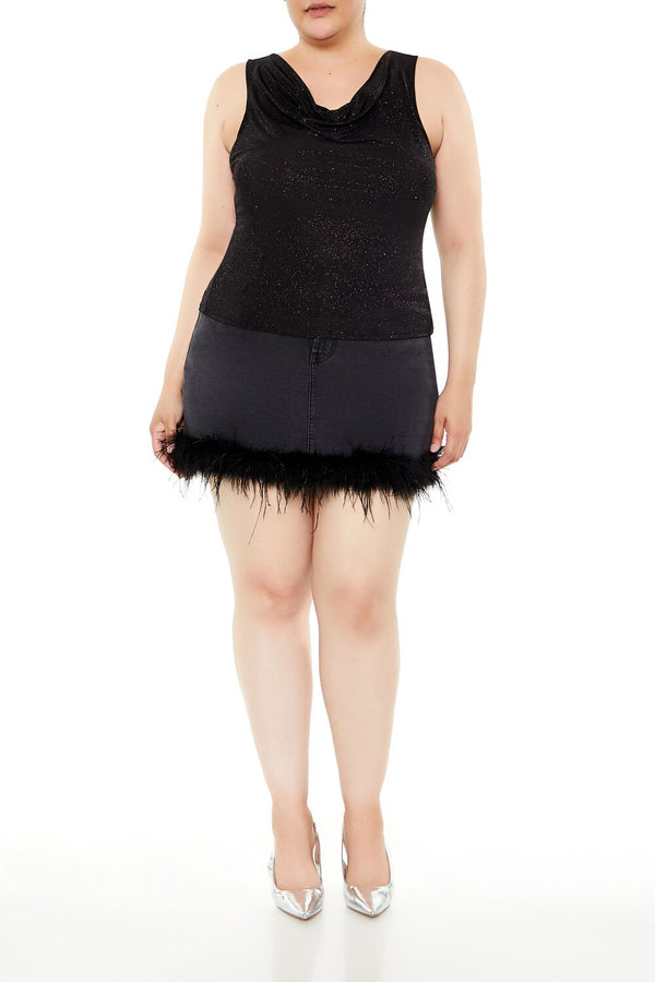 Forever 21 Plus Size Glitter Knit Cowl Tank Top