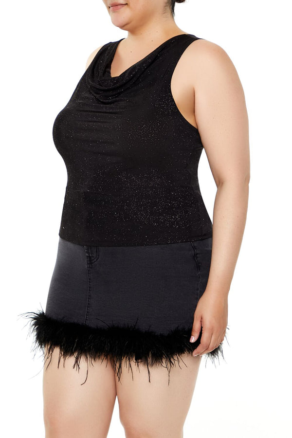 Forever 21 Plus Size Glitter Knit Cowl Tank Top