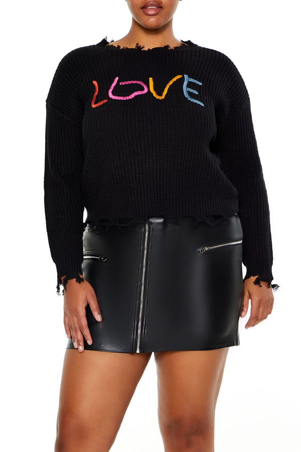 forever 21 Plus Size Love Embroidered Sweater