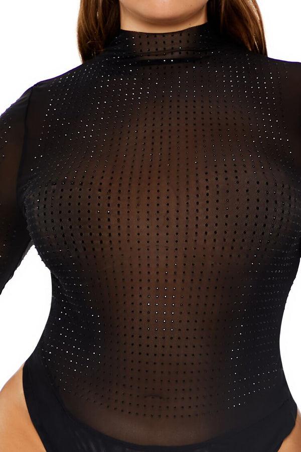 Forever 21 Plus Size Mesh Rhinestone Bodysuit