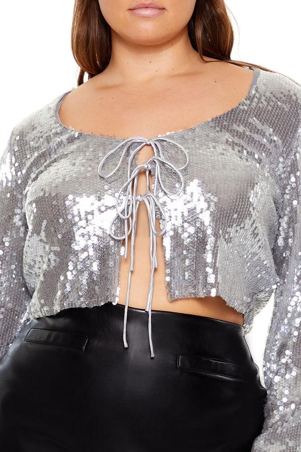 Forever 21 Plus Size Metallic Sequin Crop Top