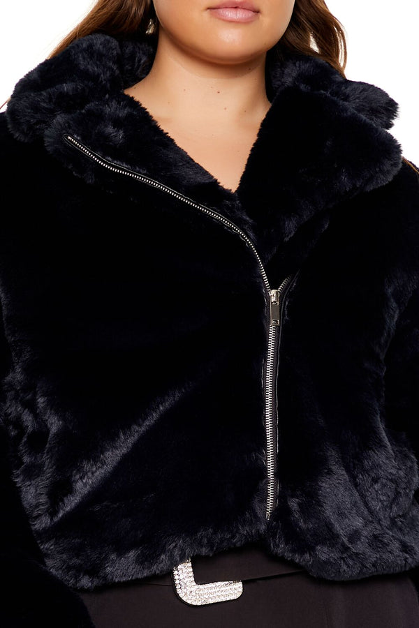Forever 21 Plus Size Notched Faux Fur Coat