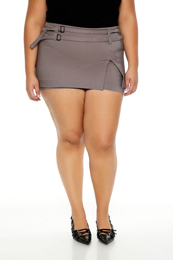 Forever 21 Plus Size Pinstriped Micro Mini Skort