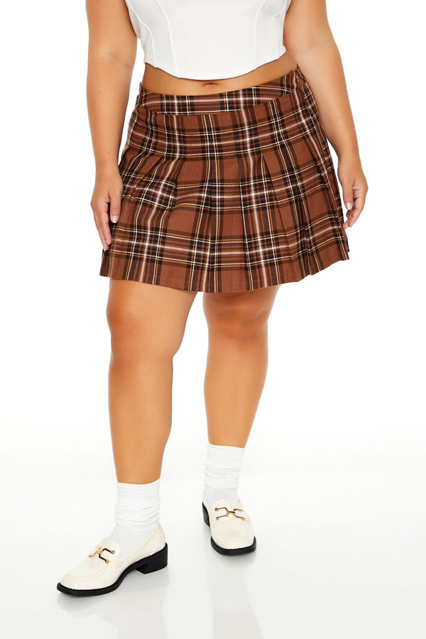 Forever 21 Plus Size Pleated Plaid Mini Skirt