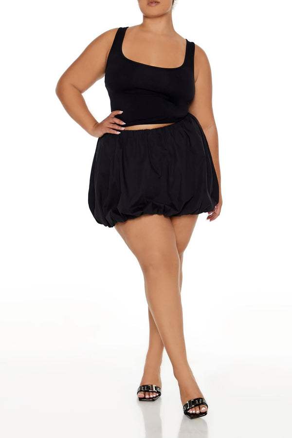 forever 21 Plus Size Poplin Bubble-Hem Mini Skirt