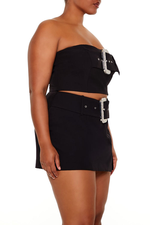 Forever 21 Plus Size Rhinestone Buckle Tube Top